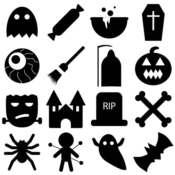 Set von Halloween-Objekten, Kürbissen und Schriftzügen. Grußkarte für Party und Verkauf. Vektorabbildung eps10. — Stockvektor