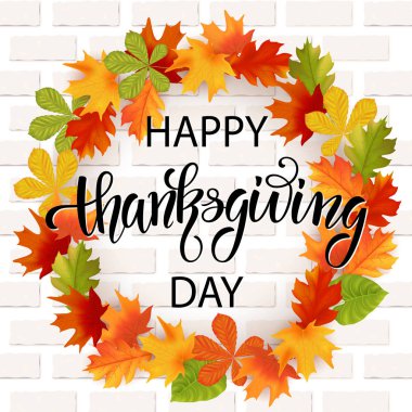 Sonbahar elle çizilmiş yazı. Arka plan yaprak. Vektör çizim Eps10.