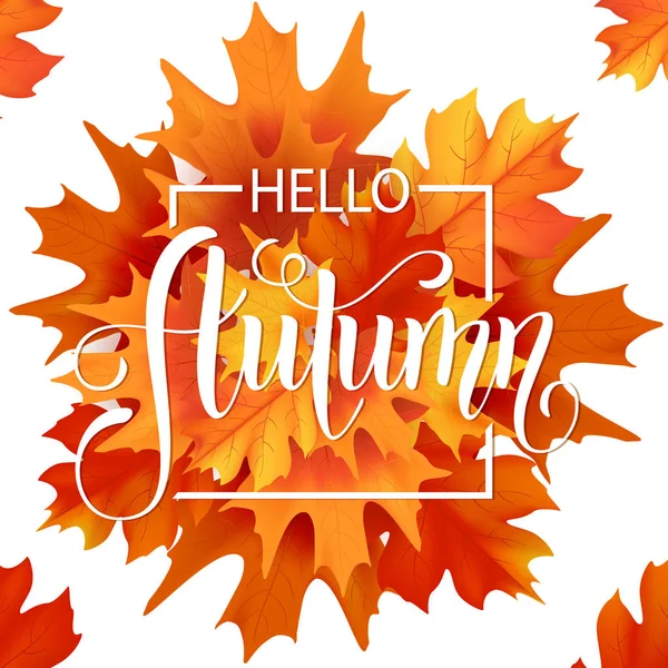 Sonbahar elle çizilmiş yazı. Arka plan yaprak. Vektör çizim Eps10.