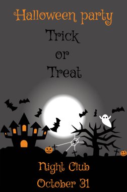 Cadılar Bayramı nesneleri, kabak ve yazı kümesi. Parti ve satış için tebrik kartı. Vektör çizim Eps10.