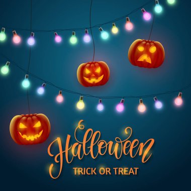 Cadılar Bayramı arka plan, balkabağı. Parti ve satış için tebrik kartı. Sonbahar tatil. Vektör çizim Eps10.