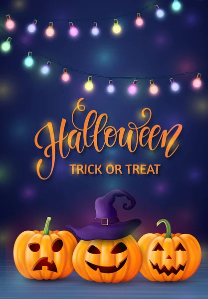 Fondo de Halloween, calabaza. Tarjeta de felicitación para fiesta y venta. Vacaciones de otoño. Ilustración vectorial EPS10 . — Vector de stock