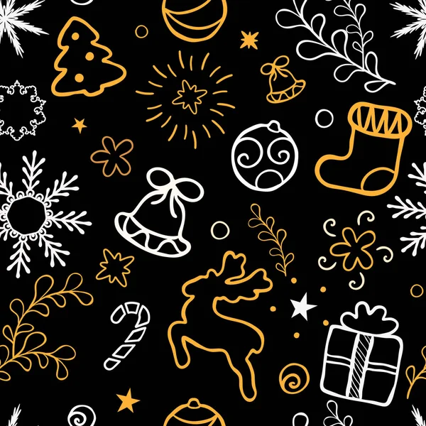 Рождественские буквы. Украшение елки, снежинки, подарки. Золотая глайтерная текстура. Зимние каникулы. Векторное развитие S10 . — стоковый вектор