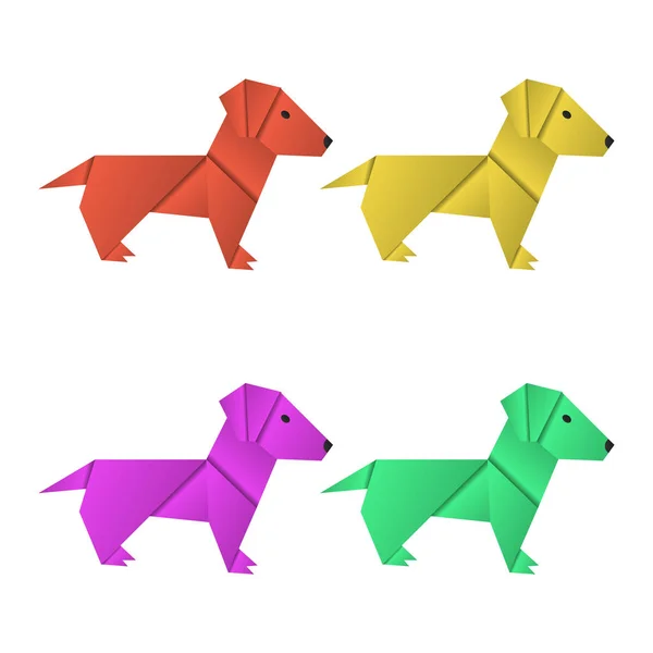 Set Papieren Origami Honden Symbool Van Het Jaar 2018 — Stockvector