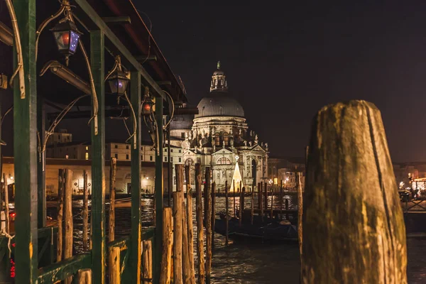 Vista Nocturna Iglesia Salute Venecia — Foto de Stock