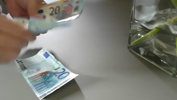 Imprenditore mani rapidamente contando le banconote in euro — Video Stock