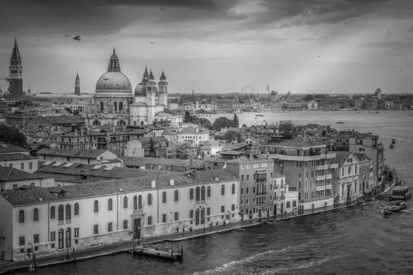 Efecto blanco y negro de la vista aérea de la Basilica della Salute, Venecia — Foto de Stock