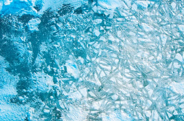 蓝冰的纹理背景，图案和雪 — 图库照片
