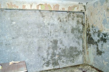 İşlerin bitirilmesi için binanın ilk hazırlığı. Eski püskü duvarlar. yıkım