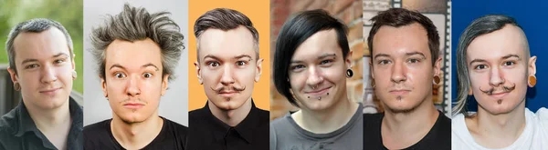 Bilden av en kille i olika bilder, frisyrer, i kläder och i olika perioder i livet — Stockfoto