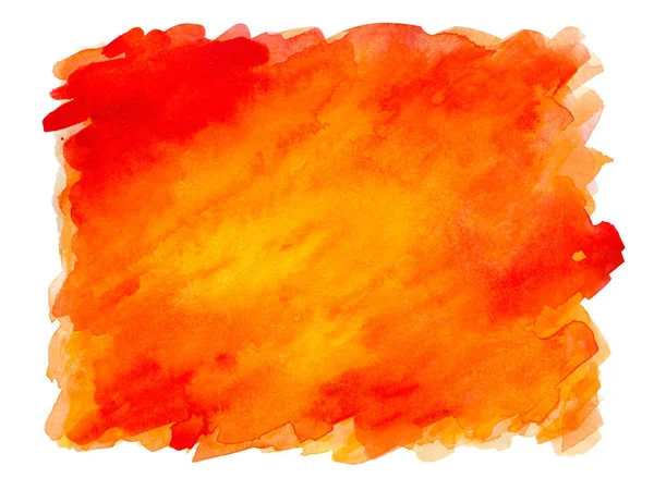 Abstraktní akvarel oranžová červená texturované pozadí na bílém izolovaném pozadí — Stock fotografie