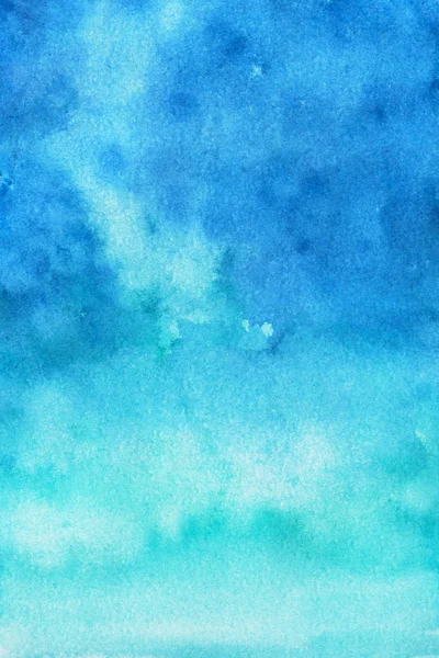 Sky blue watercolor abstract background. Gradient fill. Hand drawn texture. Piece of heaven. — ストック写真