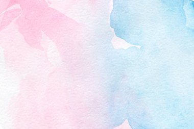 Pembe mavi sıçrayan suluboya el çizilmiş kağıt desenli arka plan kartviziti metin veya resim için boşluk.