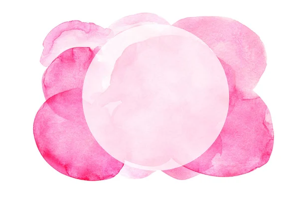 Rózsaszín Splash Akvarell Kézzel Rajzolt Papír Textúra Kör Háttér Névjegykártya — Stock Fotó
