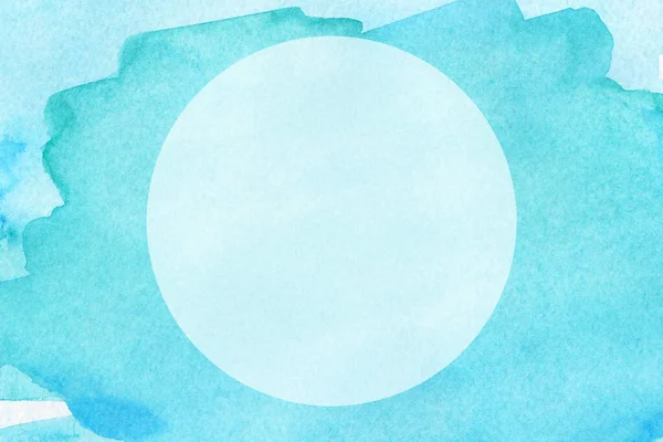 Cirkel Runda Abstrakt Ljusblå Turkos Akvarell Bakgrund Visitkort Med Utrymme — Stockfoto