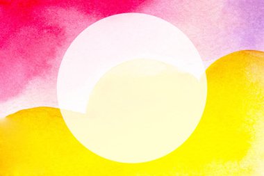 Pembe altın turuncu halka, suluboya el çizimi, desen arka plan kartviziti, metin için boşluk, izole edilmiş..