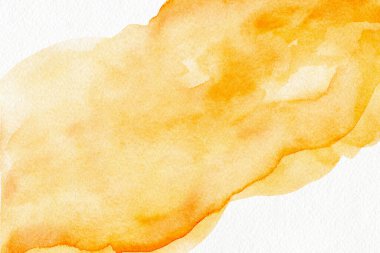 Sarı turuncu altın soyut suluboya arka plan ateşi, metin için alanı olan duman, kağıda elle boyanmış el..