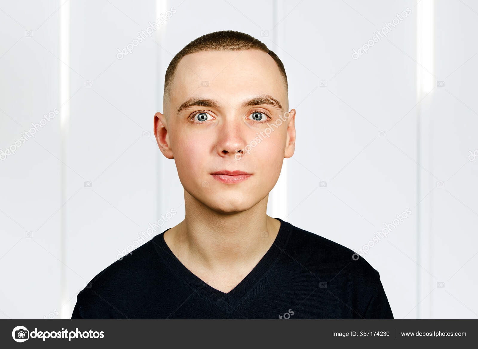 Portrait Young Guy Caesar Hair Cut Stock Photo by ©gum92 357174230