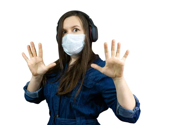 Help Stop Corona Virus Pandemic Infectious Disease Outbreak Woman Mask — Stock Photo, Image