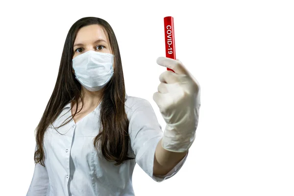 Enfermera Doctora Sosteniendo Tubo Prueba Con Sangre Para Prueba Covid —  Fotos de Stock