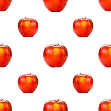 İzole edilmiş Arkaplanda Kusursuz Kırmızı Elma Desenli Meyve.