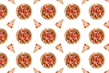 Kusursuz arkaplanlı pizzalar. Fast food kusursuz desen