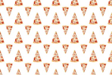 Kusursuz arkaplanlı pizzalar. Fast food kusursuz desen