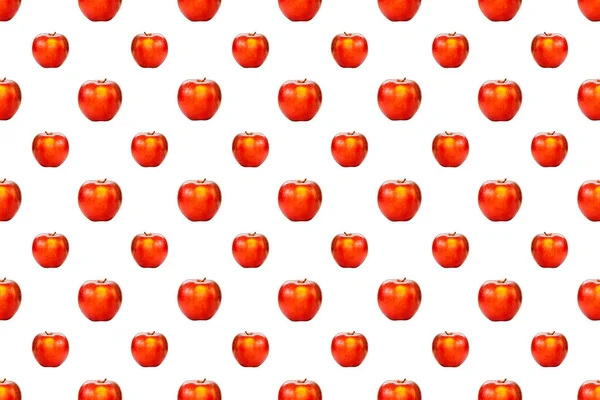 Bezszwowy Czerwony Wzór Jabłka Owoce Odizolowanym Tle — Zdjęcie stockowe