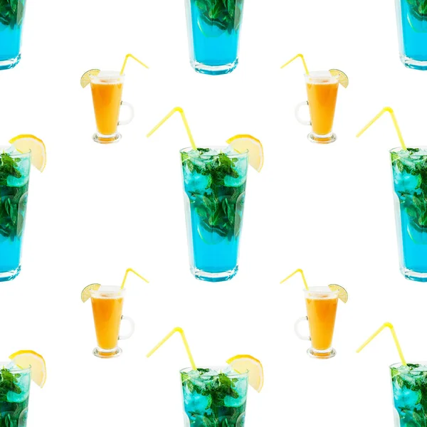 Modello Senza Cuciture Con Cocktail Alcolici Tropicali Bevande Bevande Bar — Foto Stock