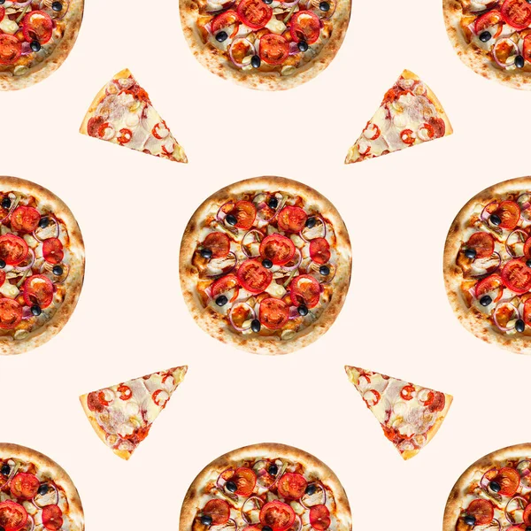 Doodle Pizza Sem Costura Fundo Padrão Padrão Sem Costura Fast — Fotografia de Stock