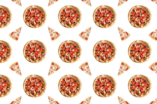 Pizza Bezešvé Vzor Pozadí Rychlé Občerstvení Bezproblémové Vzor — Stock fotografie
