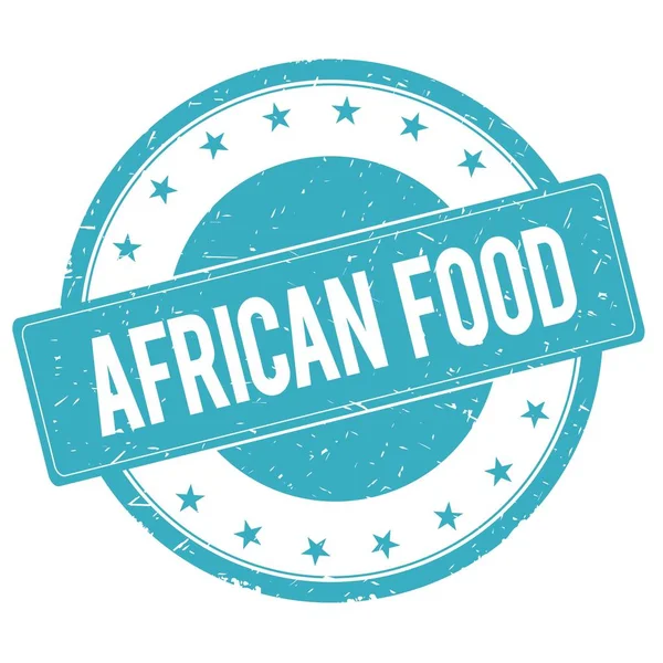 AFRICAN FOOD stamp sign cyan blue.