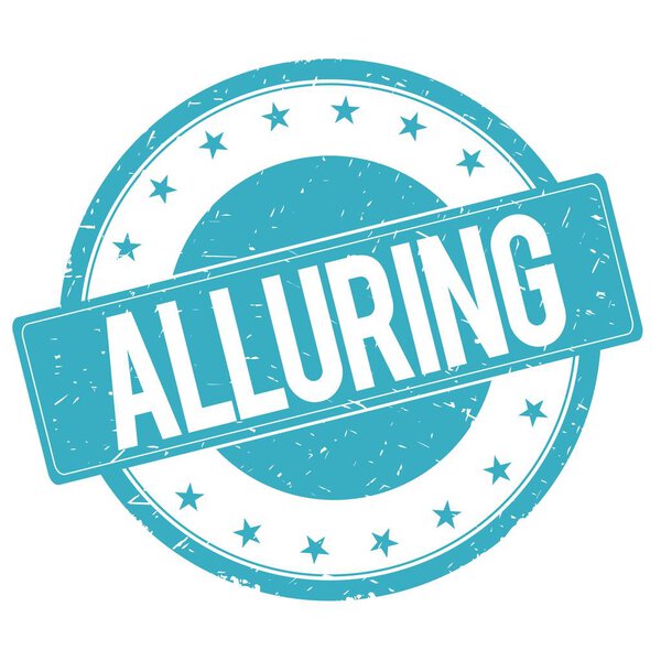 ALLURING stamp sign cyan blue.