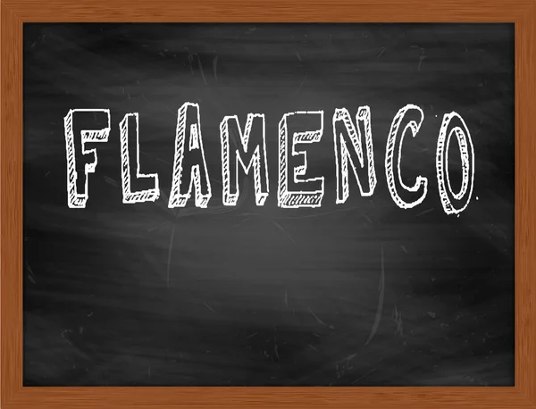 Flamenco kézi írás szöveget, a fekete chalkboard — Stock Fotó