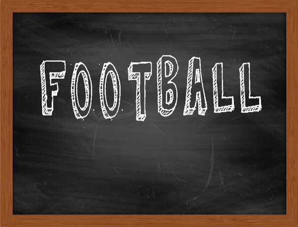 Voetbal hand tekst intoetsen op zwarte schoolbord — Stockfoto