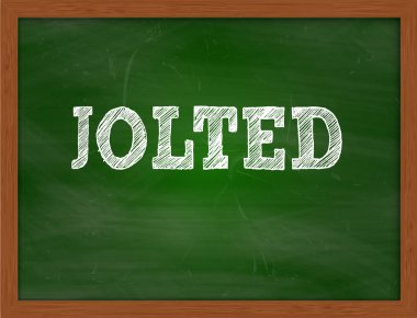 Yeşil kara tahta üzerinde jolted el yazısı metin