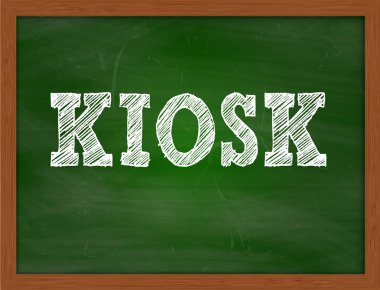 Kiosk el yazısı metin yeşil kara tahta üzerinde