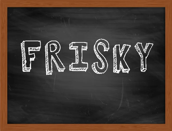 FRISKY  hand writing text on black chalkboard — Stock Photo, Image