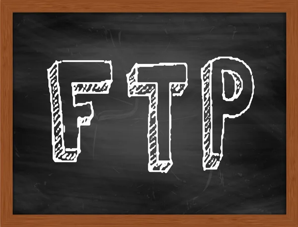 FTP hand tekst intoetsen op zwarte schoolbord — Stockfoto