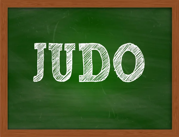 JUDO kézírásos szöveg zöld chalkboard — Stock Fotó
