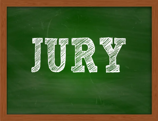 Jury handskriven text på grön svarta tavlan — Stockfoto