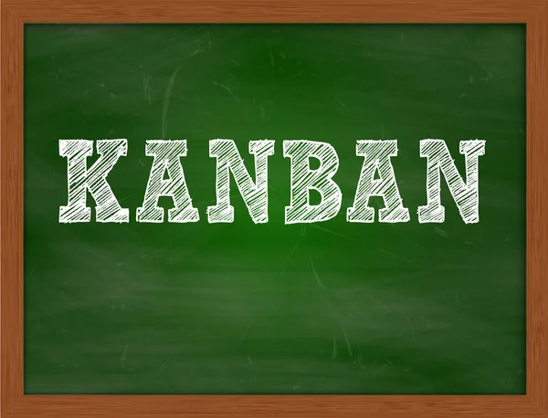 KANBAN texte manuscrit sur tableau vert — Photo