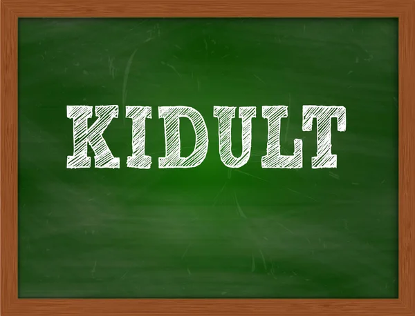 Kidult, kézírásos szöveg zöld chalkboard — Stock Fotó