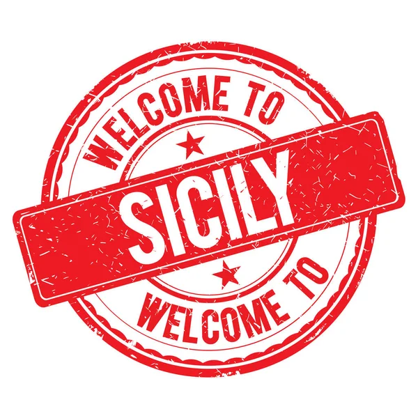 Bienvenido al sello SICILY . — Foto de Stock