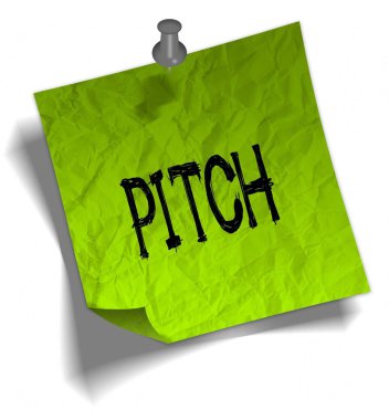 Yeşil not kağıdı Pitch mesaj ve itme PIN çizim ile.