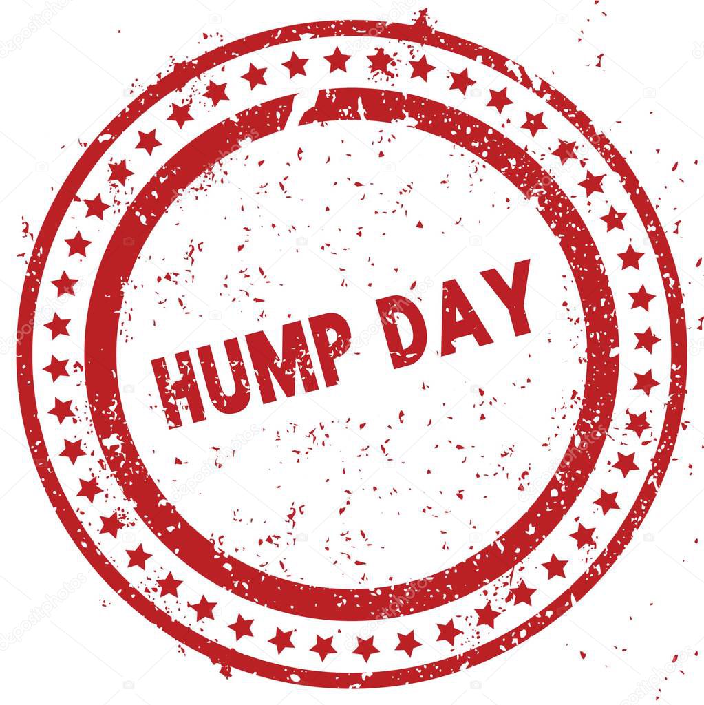 Red HUMP DAY distressed rubber stamp with grunge texture