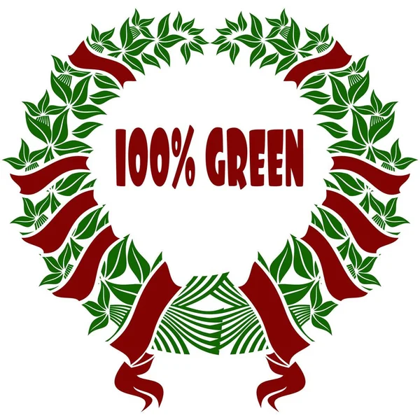 100 % VERT couronne de fleurs rouges et vertes . — Photo