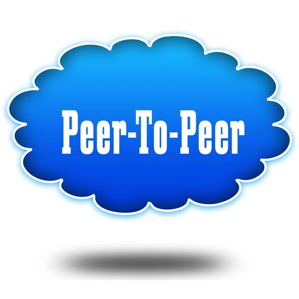 PEER TO PEER text message on hovering blue cloud.
