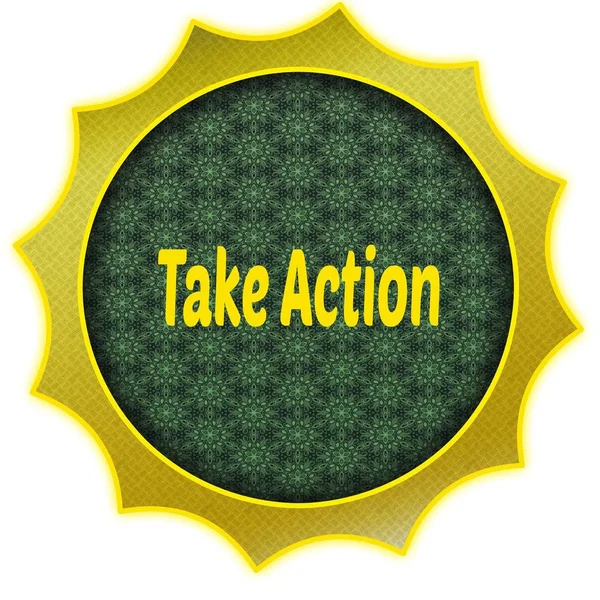 Zlatý odznak s textem Take Action. — Stock fotografie