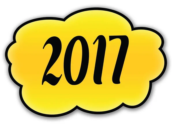 2017 handwritten on yellow cloud with white background — Stock Photo, Image